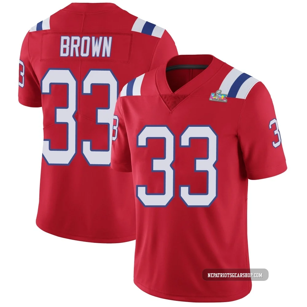 Mike Brown ＃33 New England Patriots Limited Vapor Untouchable Alternate Super Bowl LX Patch Jersey - Youth Red