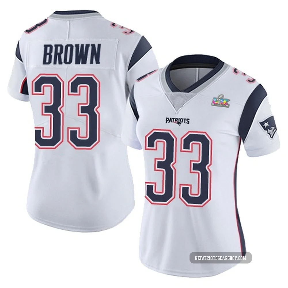 Mike Brown ＃33 New England Patriots Limited Vapor Untouchable Super Bowl LX Patch Jersey - Women's White