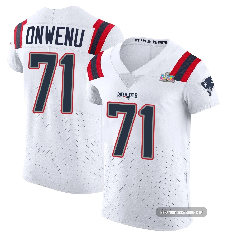 Mike Onwenu ＃71 New England Patriots Elite Vapor Untouchable Super Bowl LX Patch Jersey - Men's White