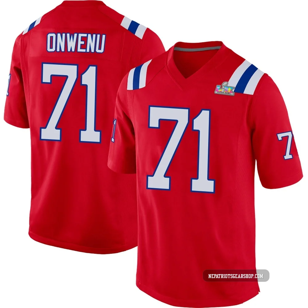 Mike Onwenu ＃71 New England Patriots Game Alternate Super Bowl LX Patch Jersey - Youth Red