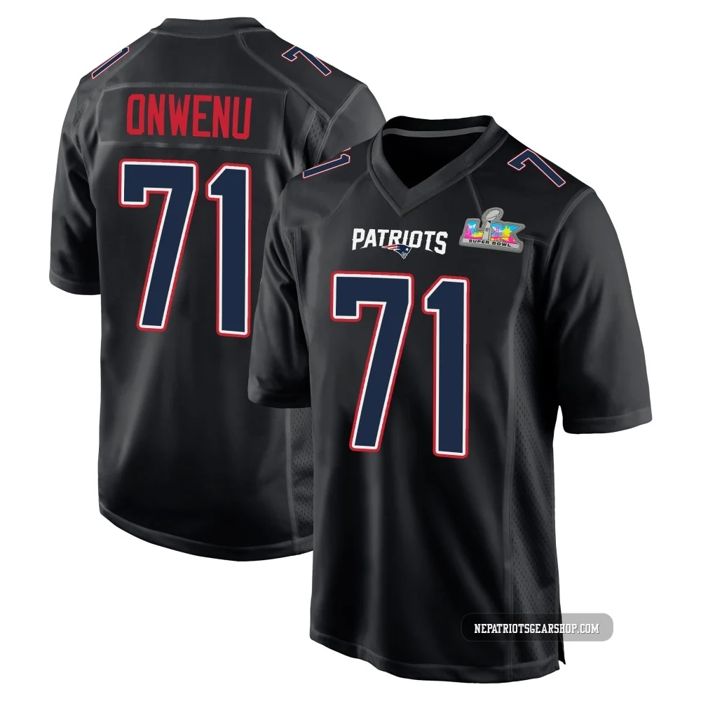 Mike Onwenu ＃71 New England Patriots Game Carbon Fashion Super Bowl LX Patch Jersey - Youth Black