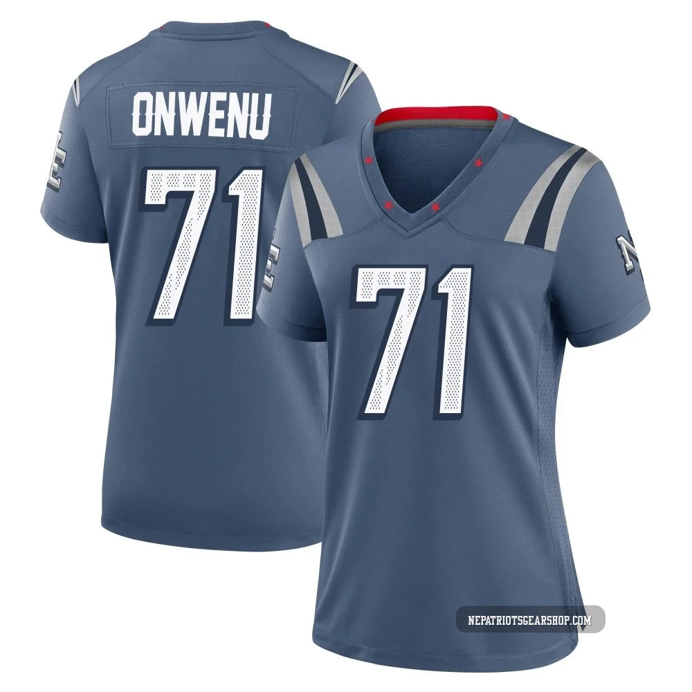 Mike Onwenu ＃71 New England Patriots Game Storm 2025 Rivalries Collection Jersey - Women's Blue
