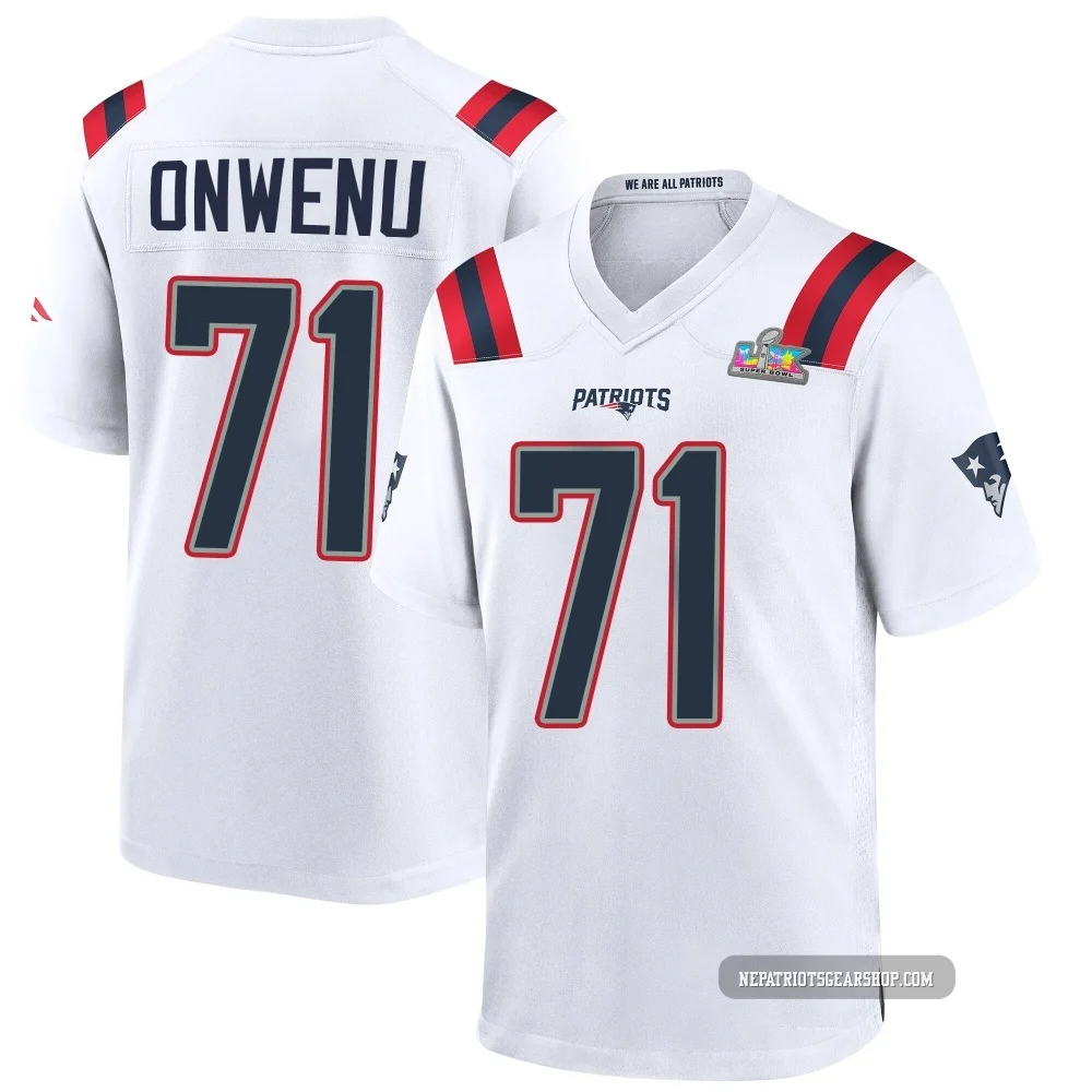 Mike Onwenu ＃71 New England Patriots Game Super Bowl LX Patch Jersey - Youth White
