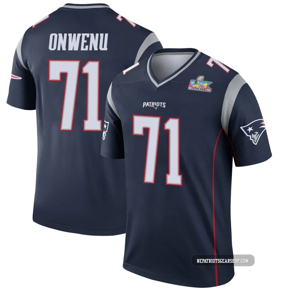 Mike Onwenu ＃71 New England Patriots Legend Super Bowl LX Patch Jersey - Youth Navy