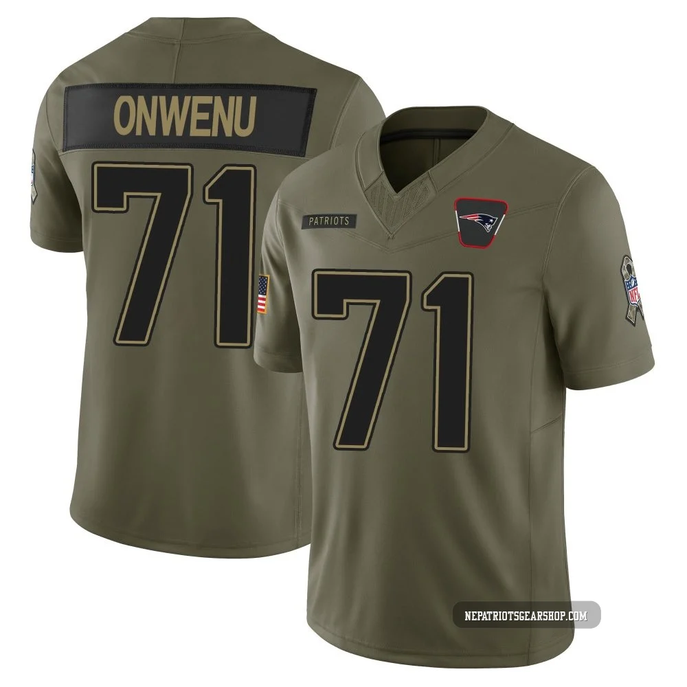 Mike Onwenu ＃71 New England Patriots Limited 2025 Salute to Service Jersey - Youth Olive