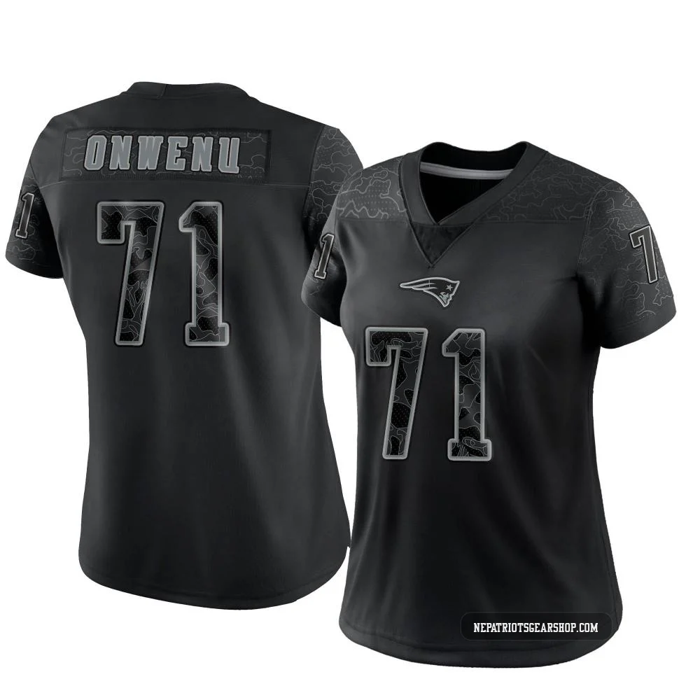 Mike Onwenu ＃71 New England Patriots Limited Reflective Jersey - Women's Black