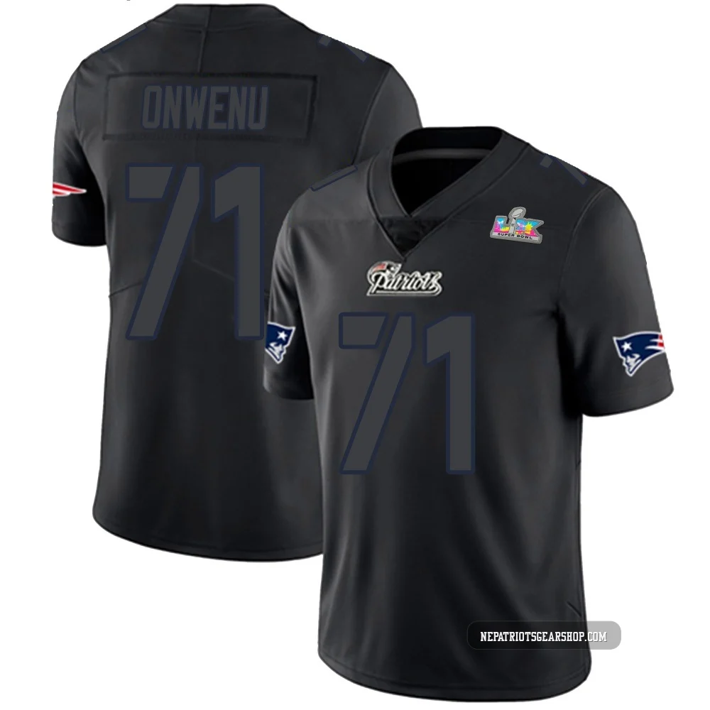Mike Onwenu ＃71 New England Patriots Limited Super Bowl LX Patch Jersey - Men's Black Impact
