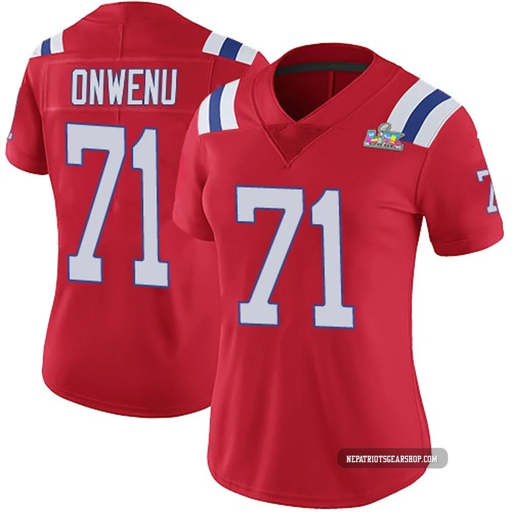 Mike Onwenu ＃71 New England Patriots Limited Vapor Untouchable Alternate Super Bowl LX Patch Jersey - Women's Red