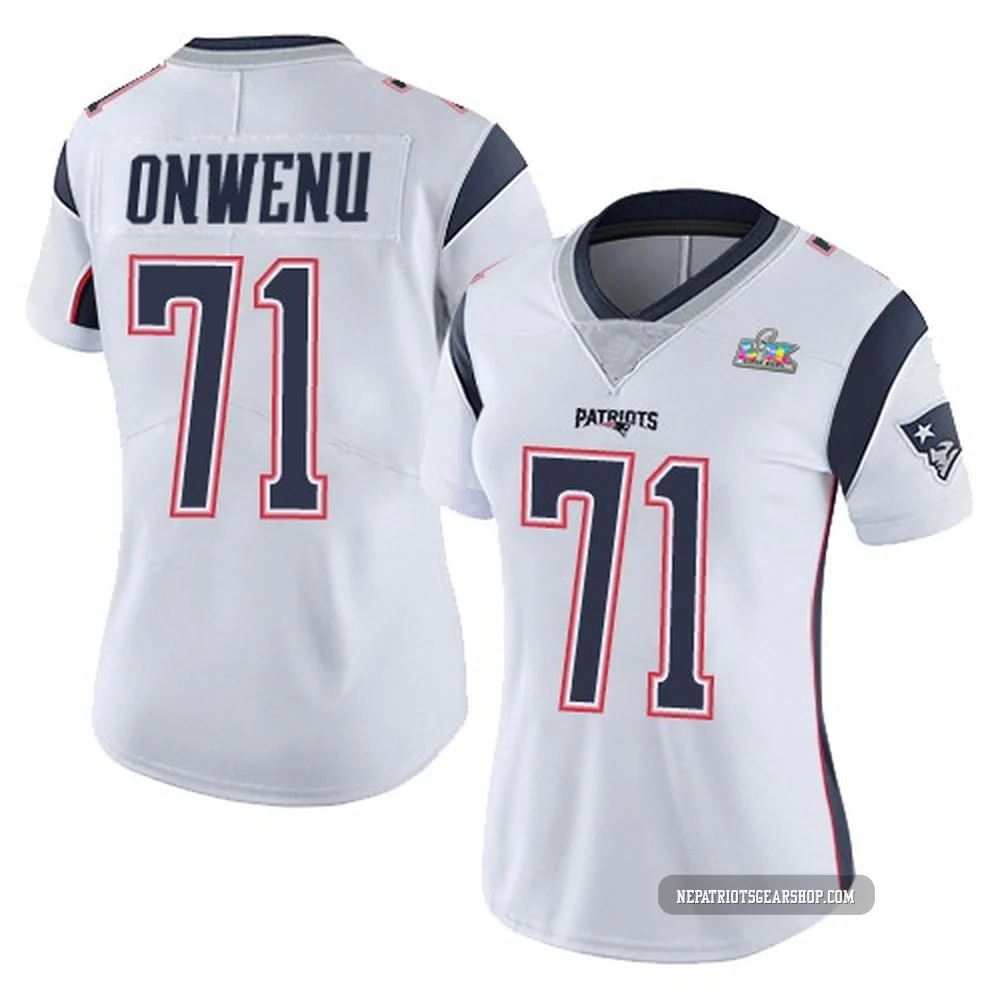 Mike Onwenu ＃71 New England Patriots Limited Vapor Untouchable Super Bowl LX Patch Jersey - Women's White