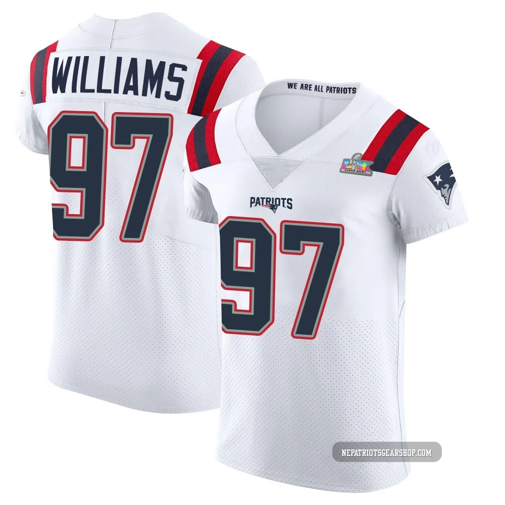 Milton Williams ＃97 New England Patriots Elite Vapor Untouchable Super Bowl LX Patch Jersey - Men's White