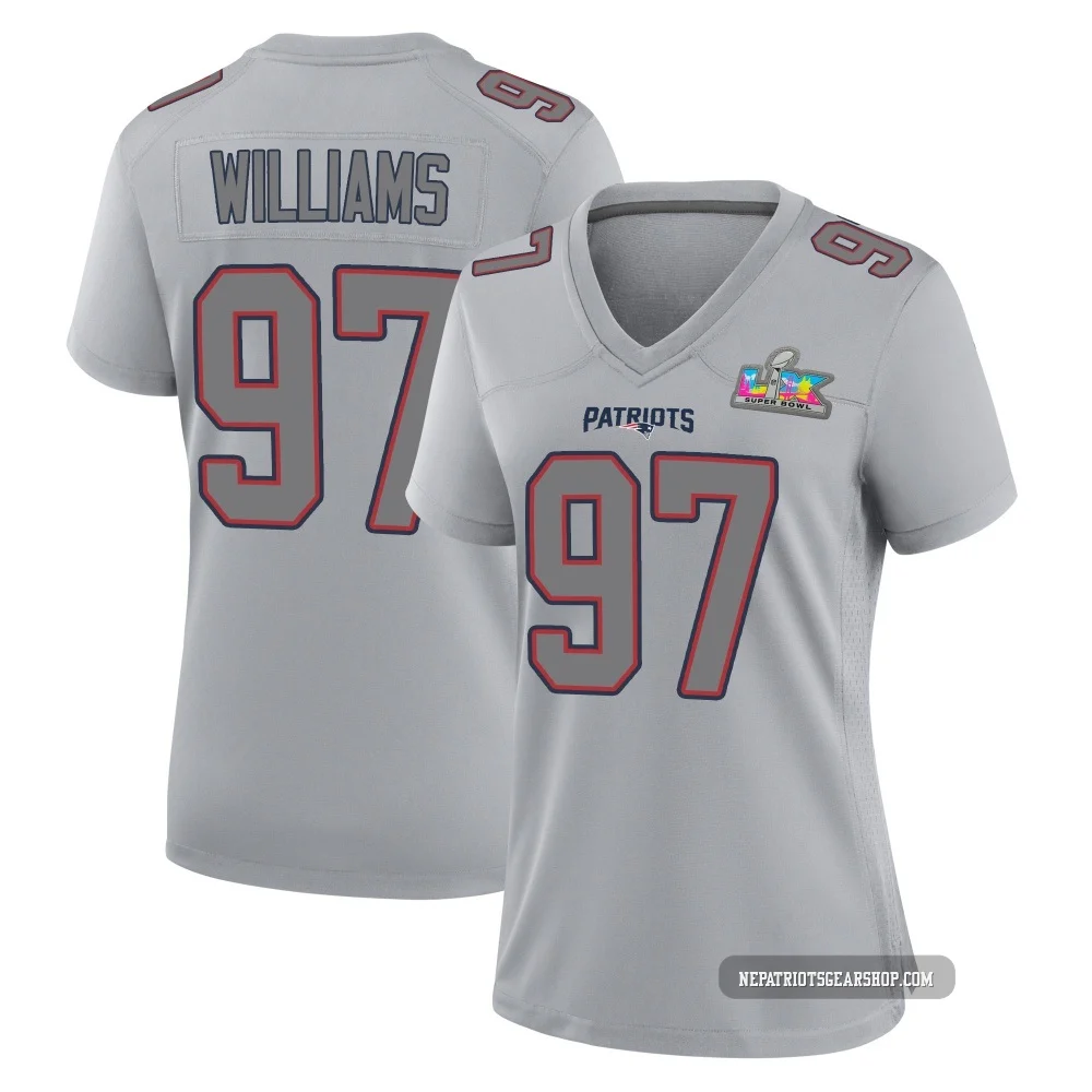 Milton Williams ＃97 New England Patriots Game Silver Atmosphere Fashion Super Bowl LX Patch Jersey - Women's