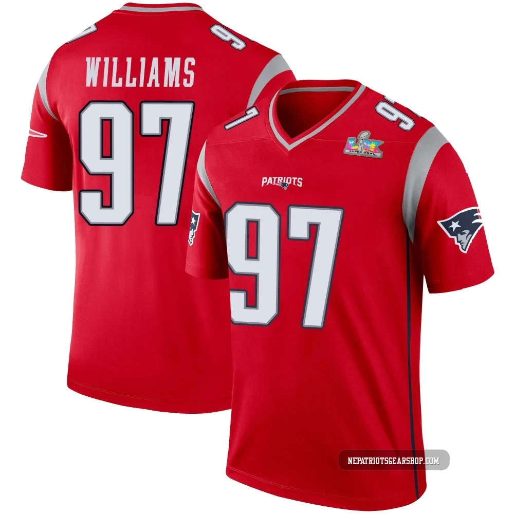 Milton Williams ＃97 New England Patriots Legend Inverted Super Bowl LX Patch Jersey - Youth Red