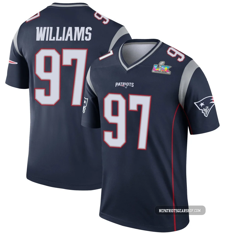 Milton Williams ＃97 New England Patriots Legend Super Bowl LX Patch Jersey - Men's Navy