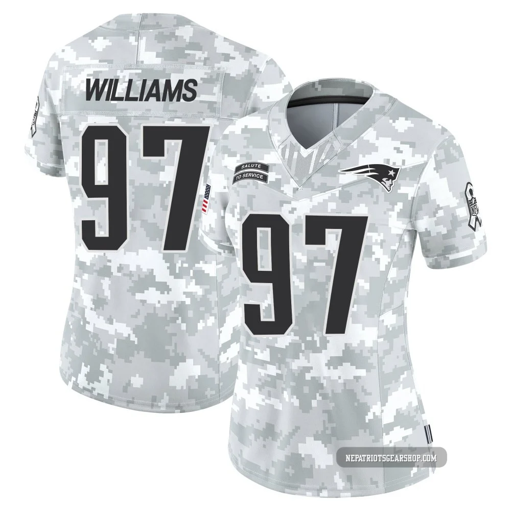 Milton Williams ＃97 New England Patriots Limited 2024 Salute to Service Jersey - Women's Arctic Camo