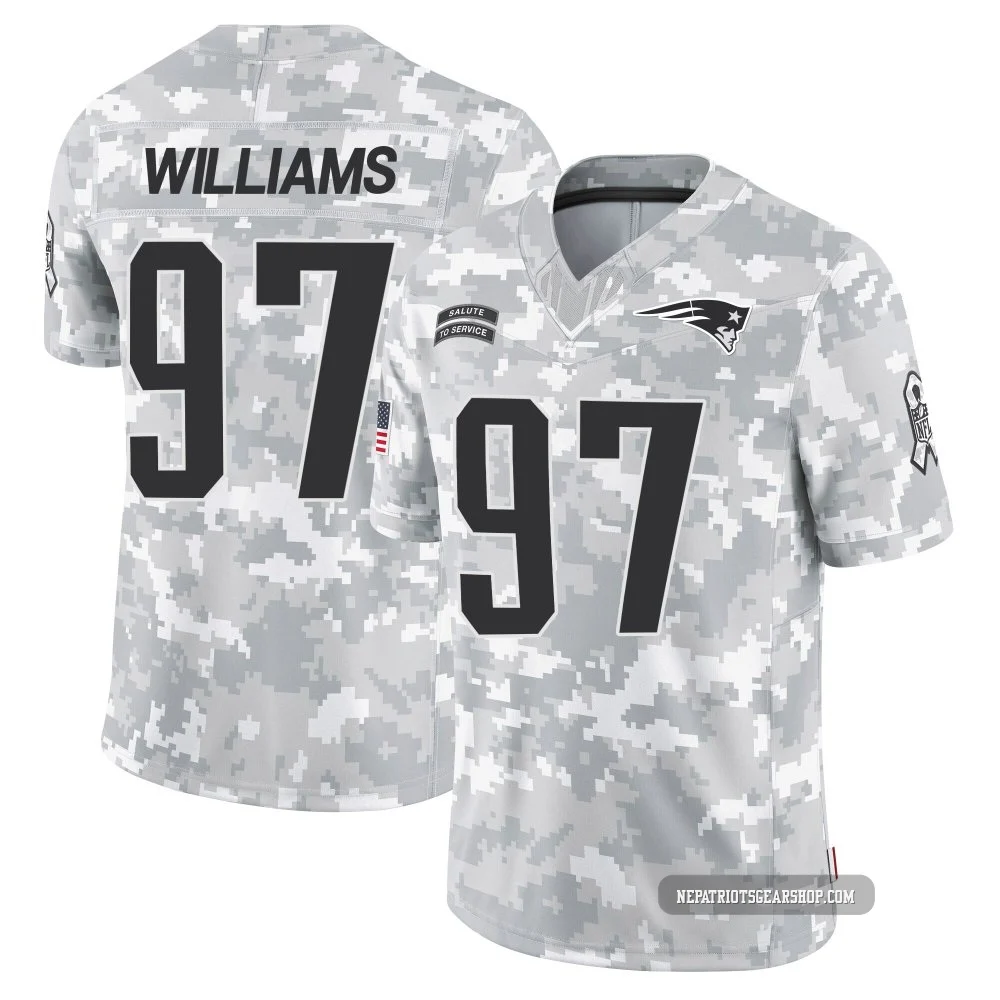 Milton Williams ＃97 New England Patriots Limited 2024 Salute to Service Jersey - Youth Arctic Camo