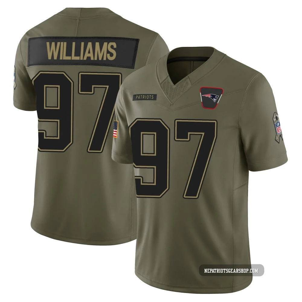 Milton Williams ＃97 New England Patriots Limited 2025 Salute to Service Jersey - Men's Olive