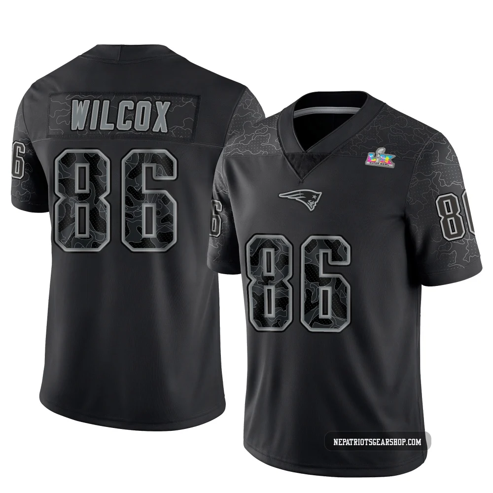 Mitchell Wilcox ＃86 New England Patriots Limited Reflective Super Bowl LX Patch Jersey - Youth Black