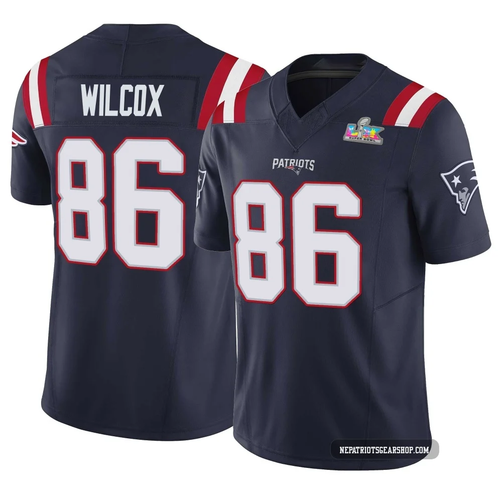 Mitchell Wilcox ＃86 New England Patriots Limited Vapor F.U.S.E. Super Bowl LX Patch Jersey - Youth Navy