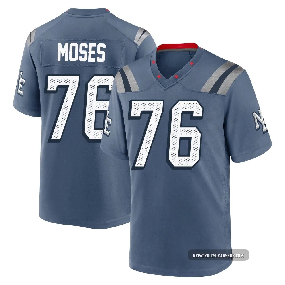 Morgan Moses ＃76 New England Patriots Game Storm 2025 Rivalries Collection Jersey - Men's Blue