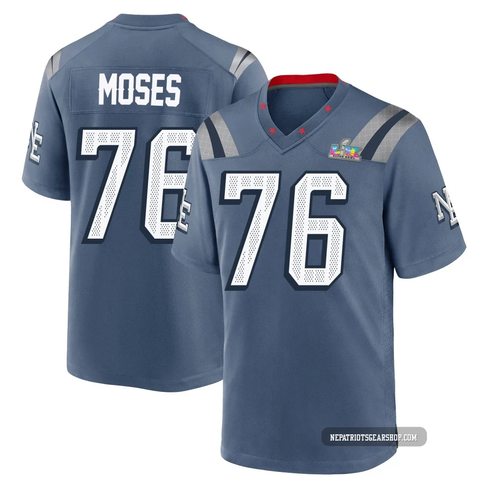 Morgan Moses ＃76 New England Patriots Game Storm 2025 Rivalries Collection Super Bowl LX Patch Jersey - Men's Blue