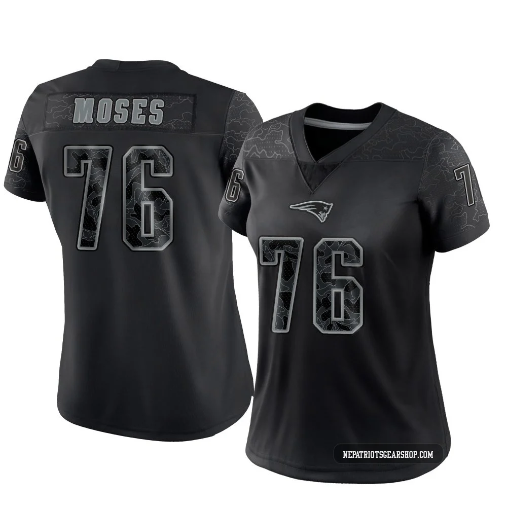 Morgan Moses ＃76 New England Patriots Limited Reflective Jersey - Women's Black