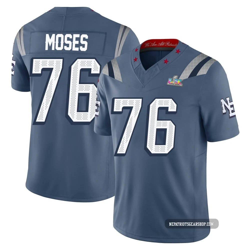 Morgan Moses ＃76 New England Patriots Limited Storm 2025 Rivalries Collection Super Bowl LX Patch Jersey - Youth Blue