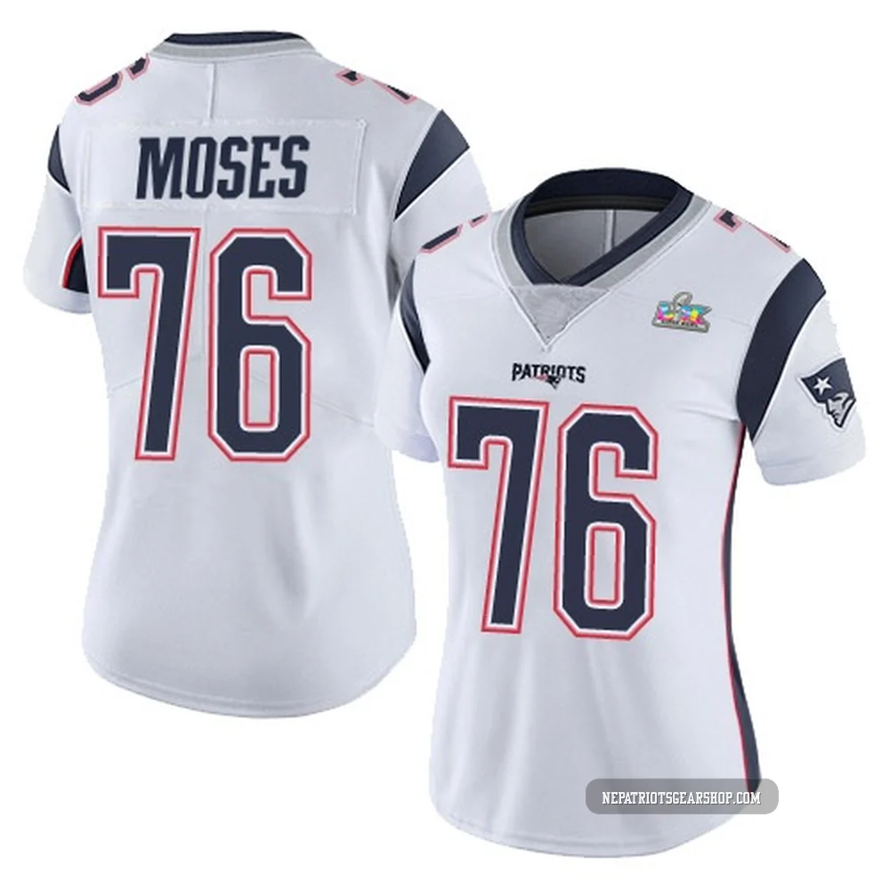 Morgan Moses ＃76 New England Patriots Limited Vapor Untouchable Super Bowl LX Patch Jersey - Women's White