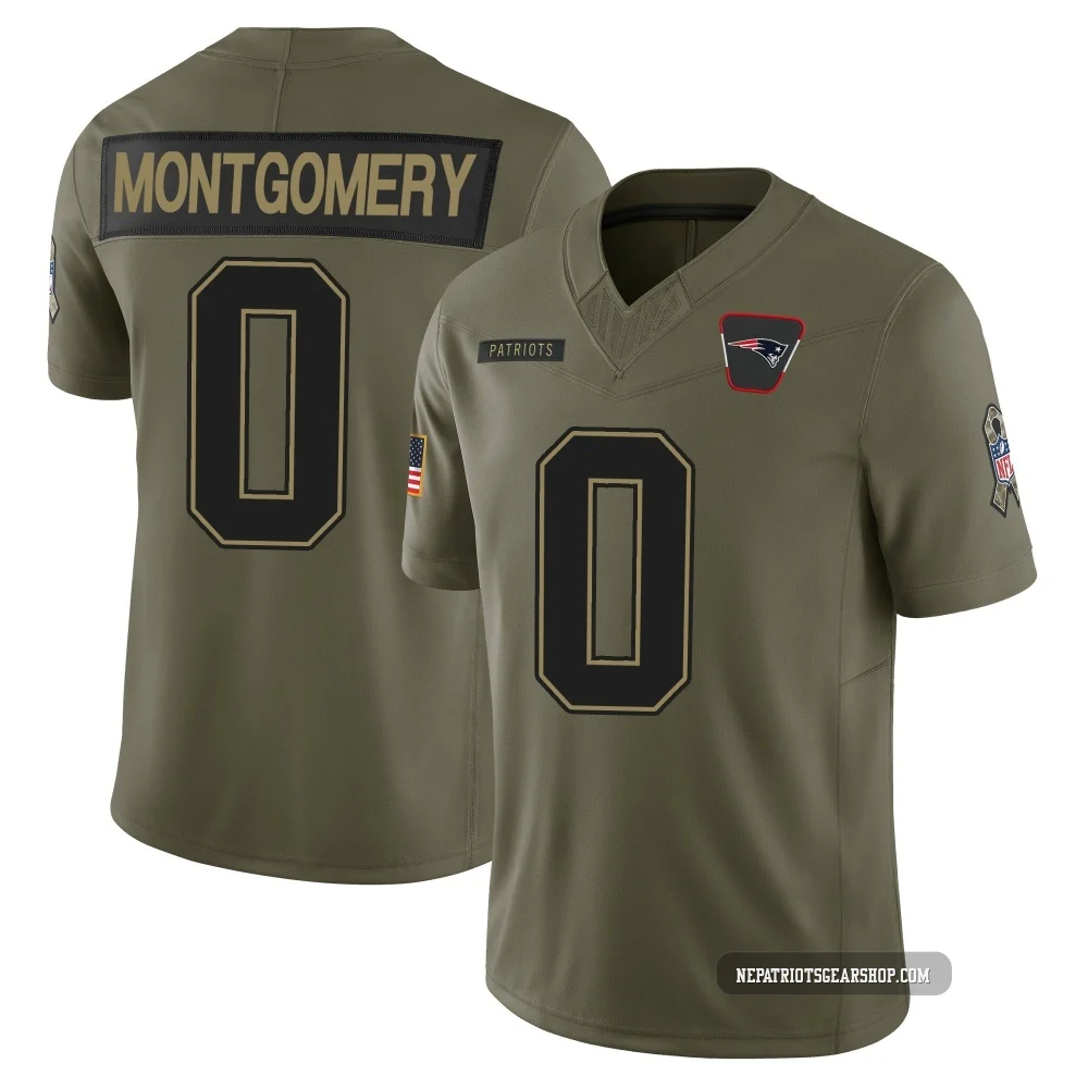 Myles Montgomery ＃0 New England Patriots Limited 2025 Salute to Service Jersey - Men's Olive