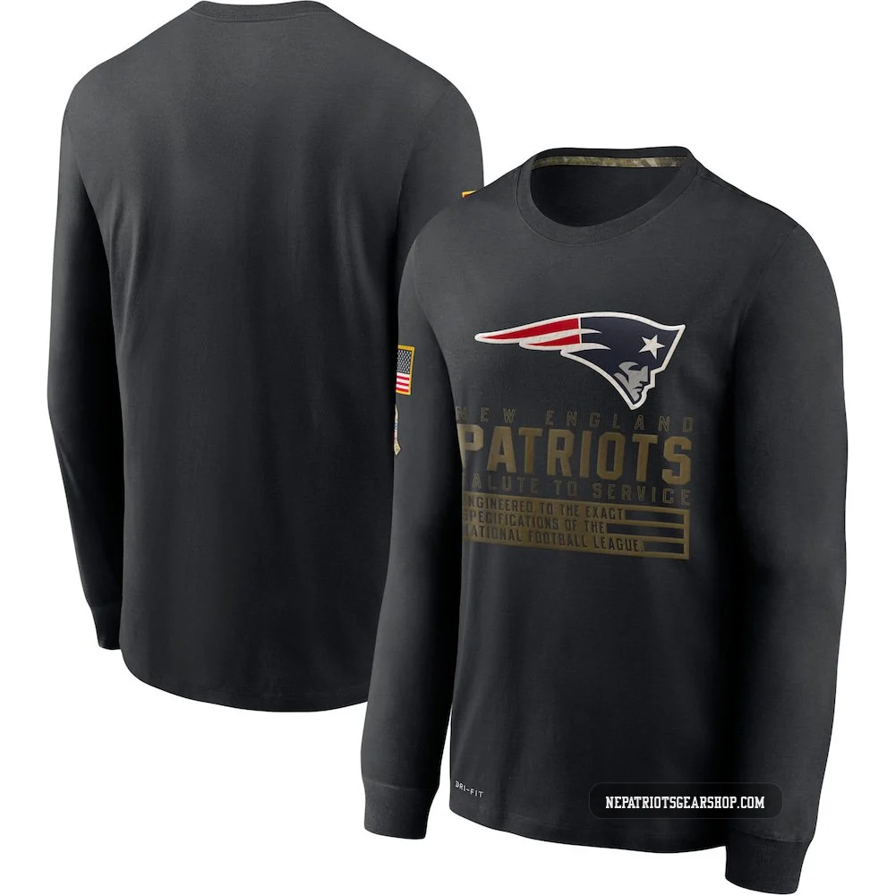 New England Patriots 2020 Salute to Service Sideline Performance Long Sleeve T-Shirt - Men's Black