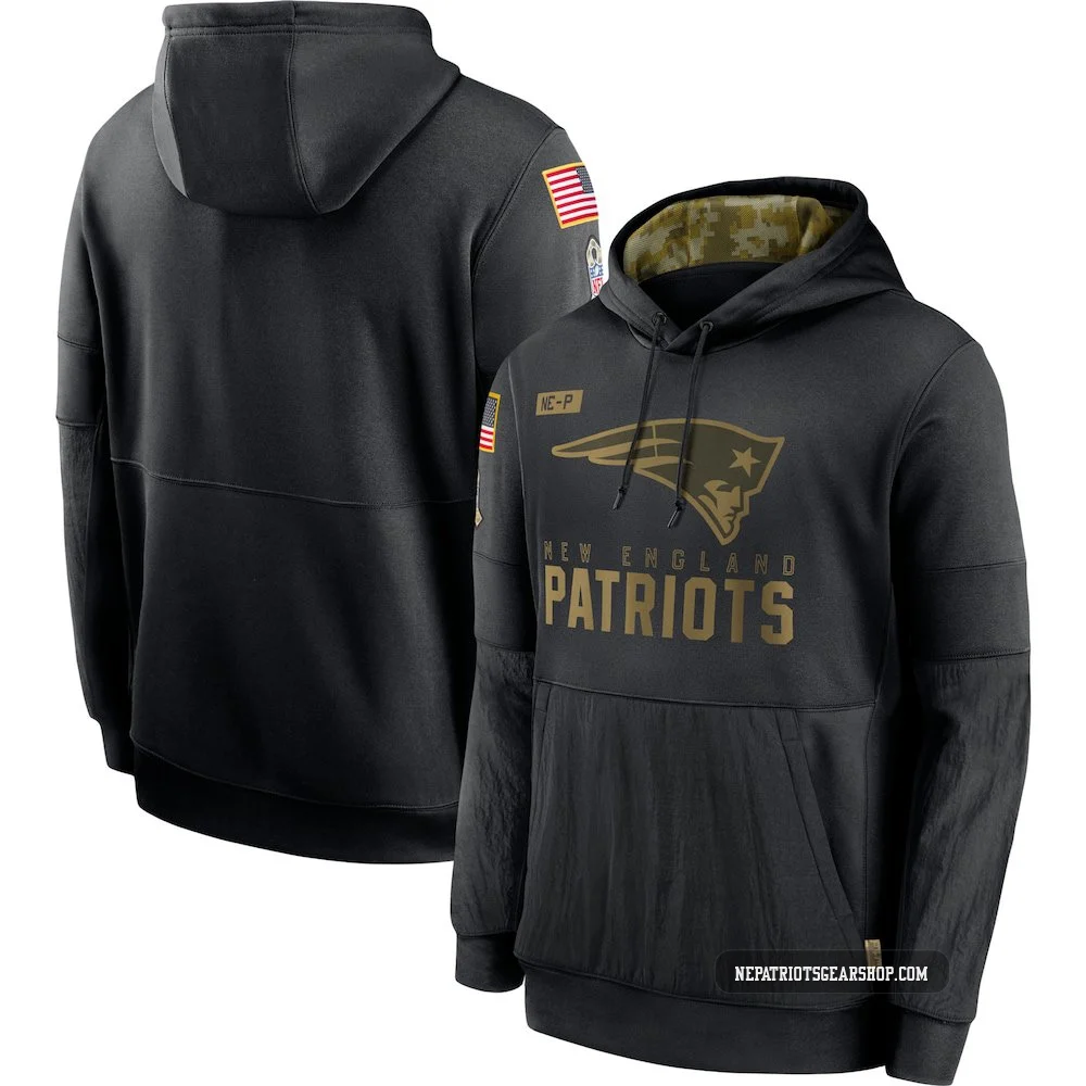New England Patriots 2020 Salute to Service Sideline Performance Pullover Hoodie - Men's Black