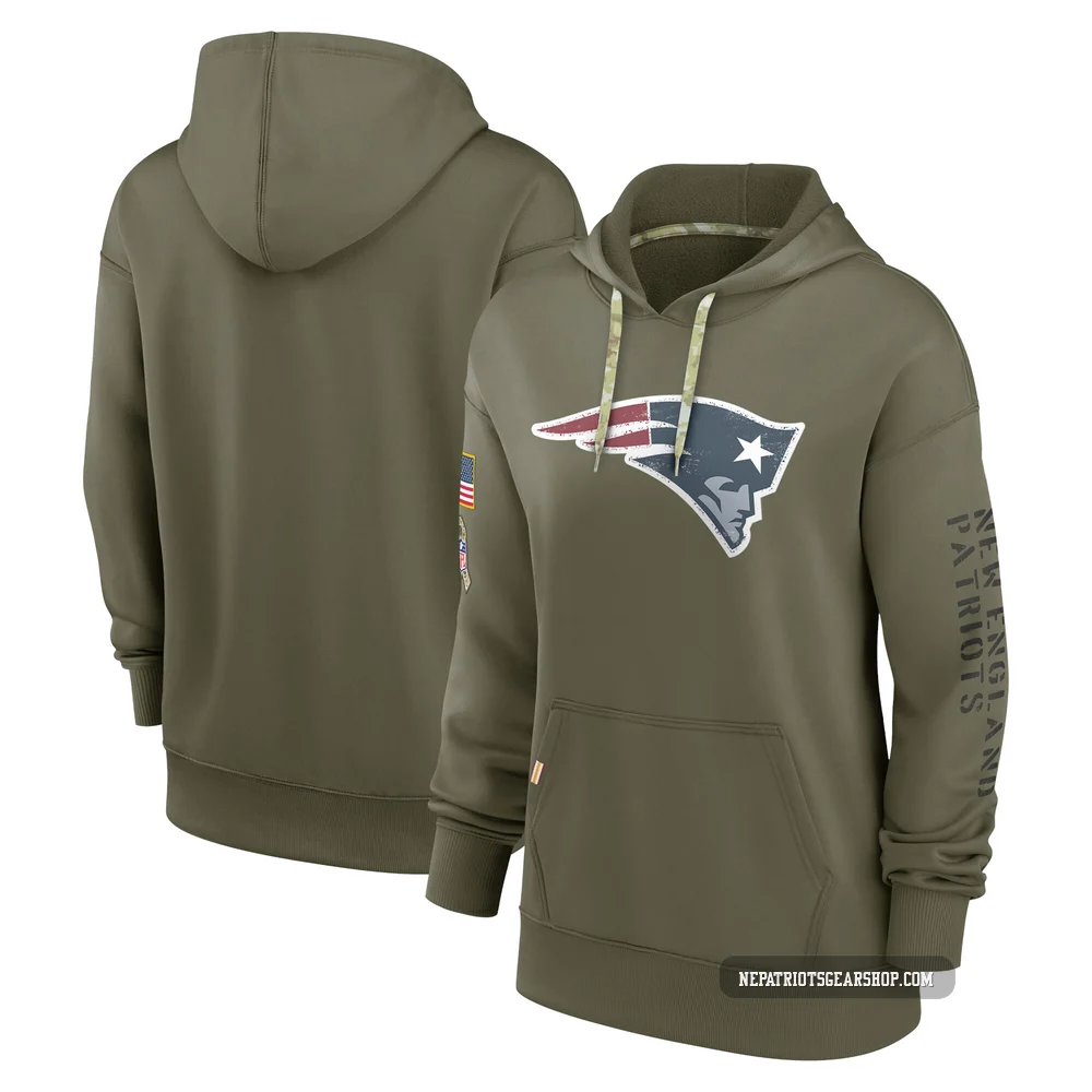 New England Patriots 2022 Salute to Service Performance Pullover Hoodie - Women's Olive