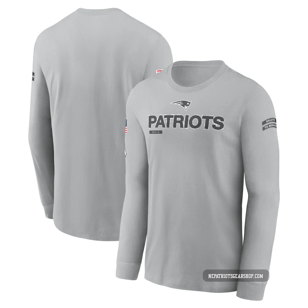 New England Patriots 2024 Salute To Service Long Sleeve T-Shirt - Men's Gray