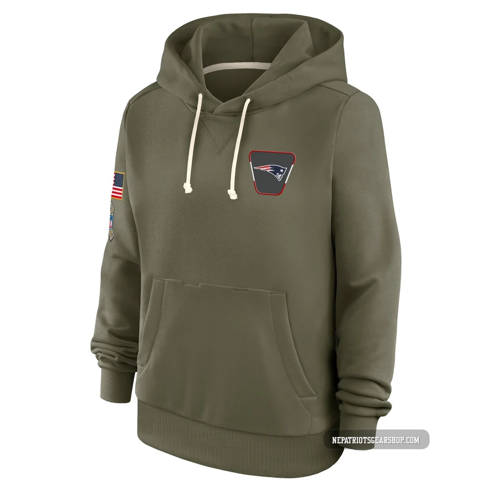 New England Patriots 2025 Salute to Service Sideline Hoodie - Women's Olive
