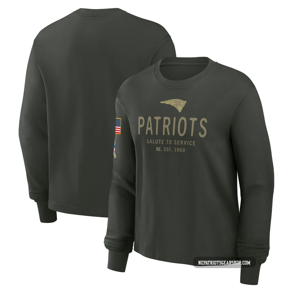 New England Patriots Dark 2025 Salute to Service Sideline Long Sleeve T-Shirt - Women's Green