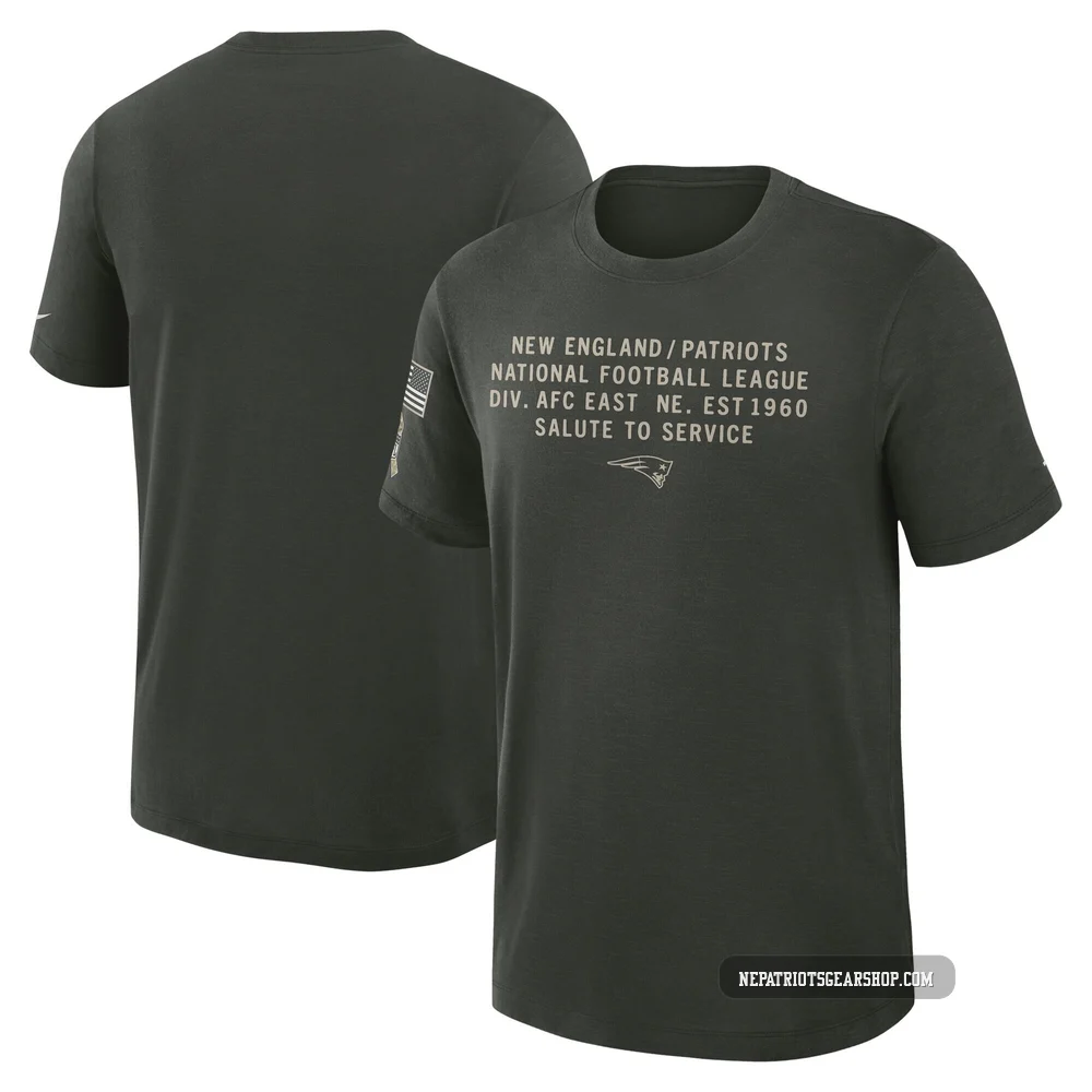 New England Patriots Dark 2025 Salute to Service Sideline Slub T-Shirt - Men's Green