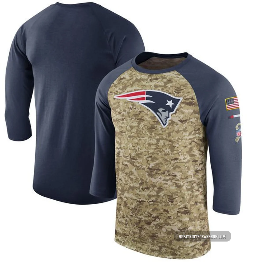 New England Patriots Legend Salute to Service 2017 Sideline Performance Three-Quarter Sleeve T-Shirt - Men's Camo/Navy