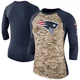 New England Patriots Legend Salute to Service 2017 Three-Quarter Raglan Sleeve T-Shirt - Women's Camo/Navy