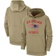 New England Patriots Tan 2019 Salute to Service Sideline Therma Pullover Hoodie - Men's