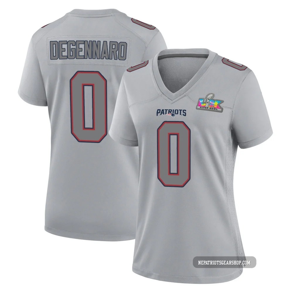Nick DeGennaro ＃0 New England Patriots Game Silver Atmosphere Fashion Super Bowl LX Patch Jersey - Women's