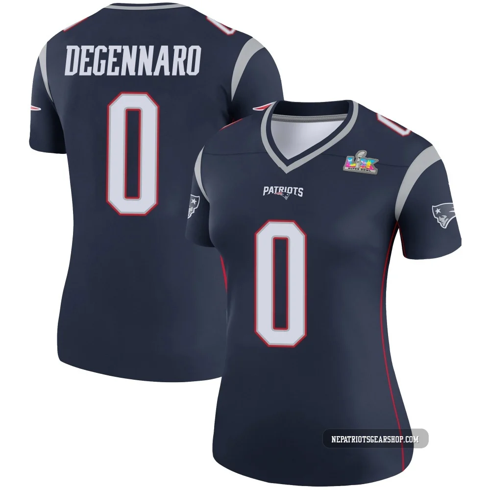 Nick DeGennaro ＃0 New England Patriots Legend Super Bowl LX Patch Jersey - Women's Navy