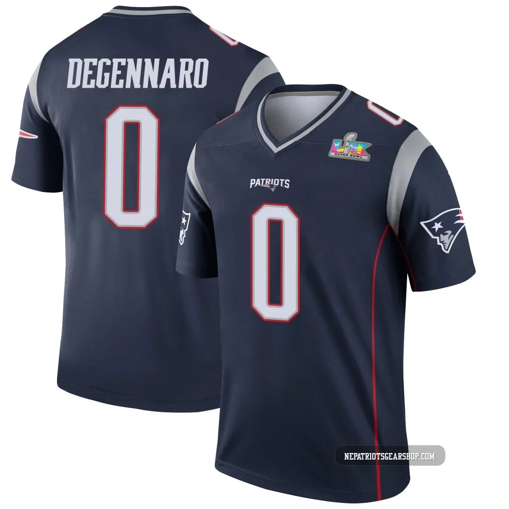 Nick DeGennaro ＃0 New England Patriots Legend Super Bowl LX Patch Jersey - Youth Navy