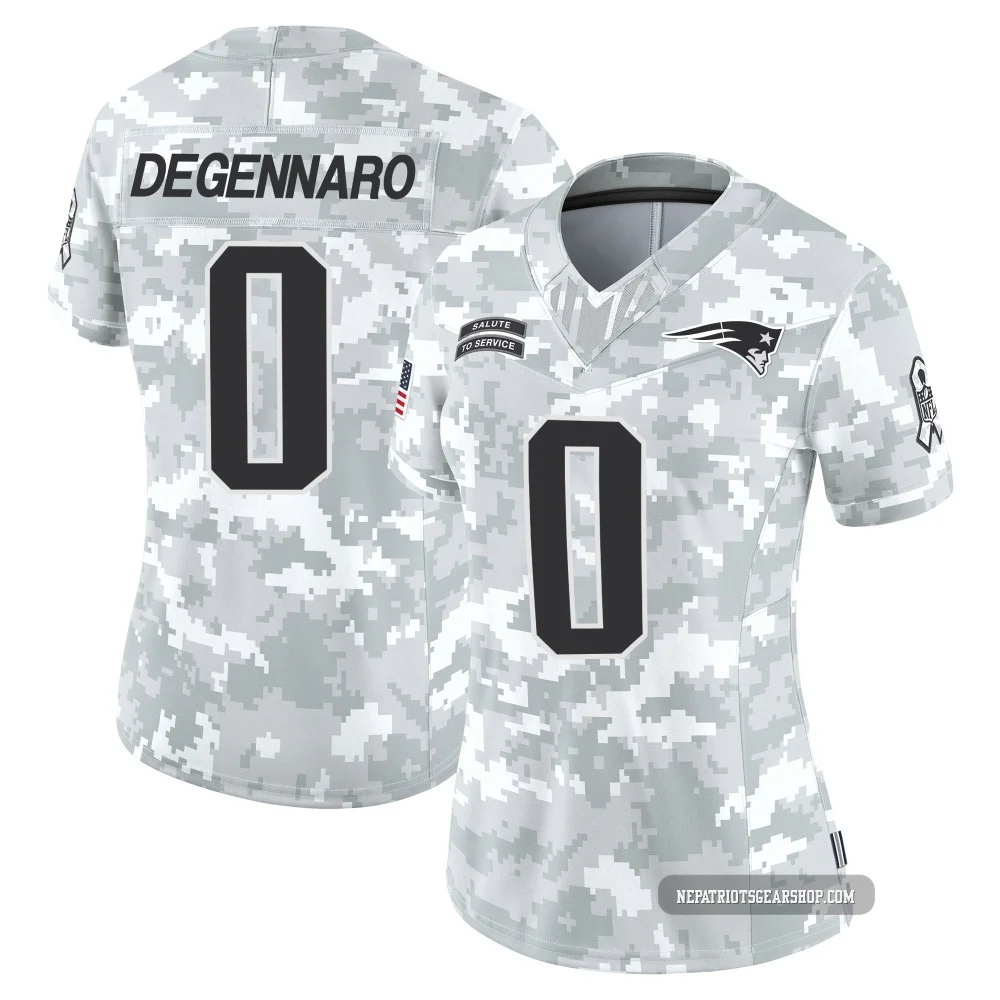 Nick DeGennaro ＃0 New England Patriots Limited 2024 Salute to Service Jersey - Women's Arctic Camo