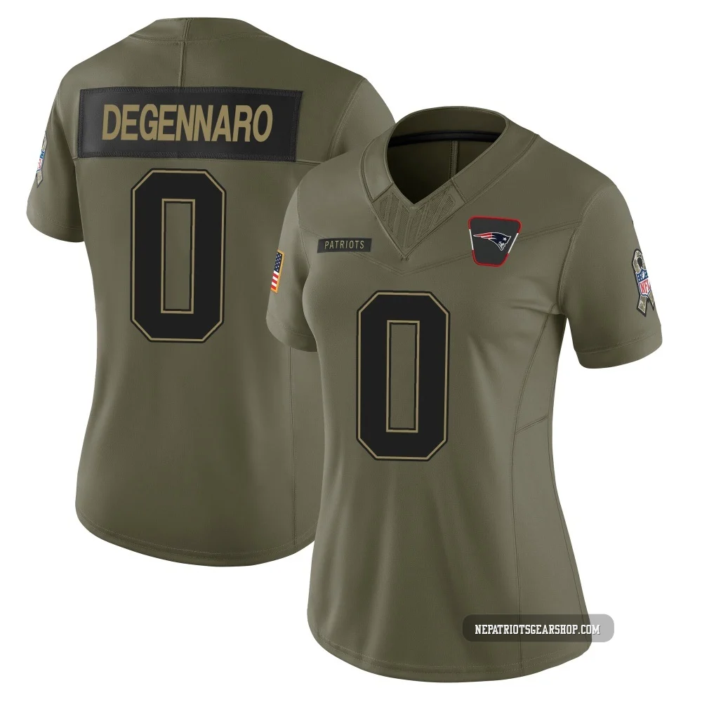 Nick DeGennaro ＃0 New England Patriots Limited 2025 Salute to Service Jersey - Women's Olive