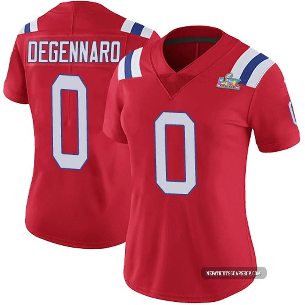 Nick DeGennaro ＃0 New England Patriots Limited Vapor Untouchable Alternate Super Bowl LX Patch Jersey - Women's Red