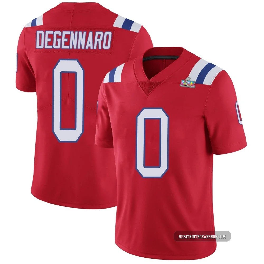 Nick DeGennaro ＃0 New England Patriots Limited Vapor Untouchable Alternate Super Bowl LX Patch Jersey - Youth Red