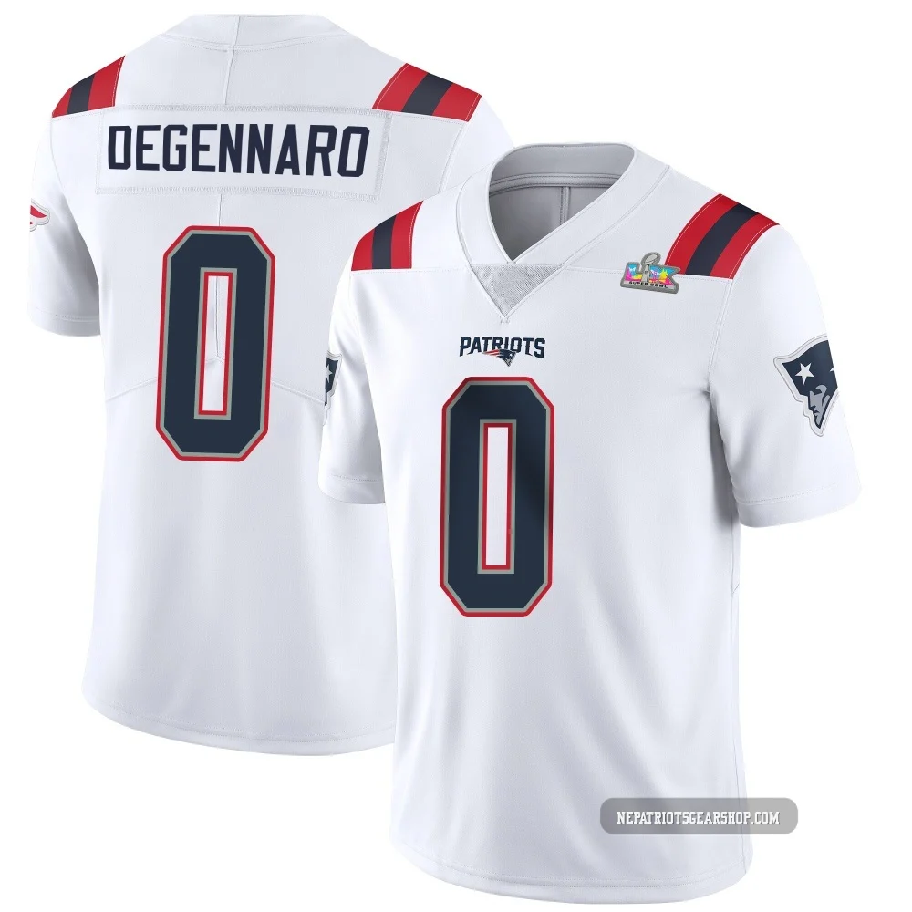 Nick DeGennaro ＃0 New England Patriots Limited Vapor Untouchable Super Bowl LX Patch Jersey - Youth White