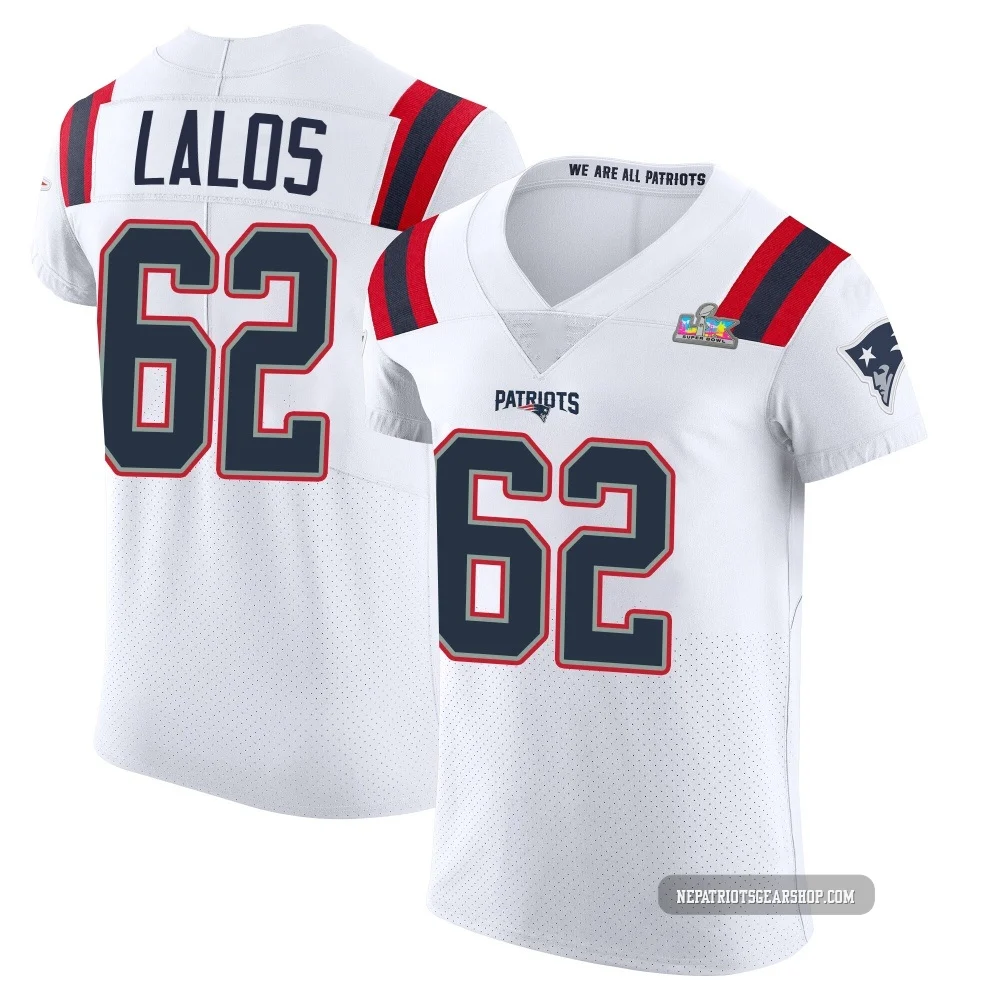 Niko Lalos ＃62 New England Patriots Elite Vapor Untouchable Super Bowl LX Patch Jersey - Men's White