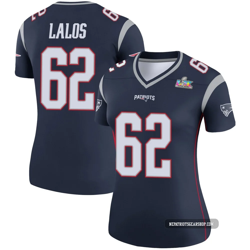 Niko Lalos ＃62 New England Patriots Legend Super Bowl LX Patch Jersey - Women's Navy