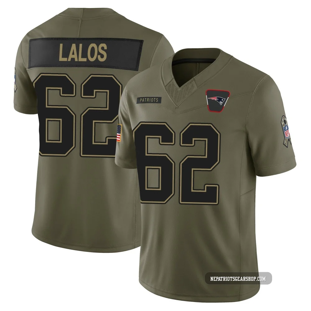 Niko Lalos ＃62 New England Patriots Limited 2025 Salute to Service Jersey - Youth Olive