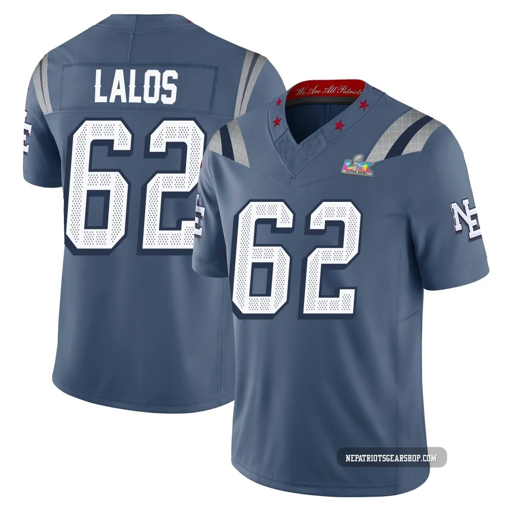 Niko Lalos ＃62 New England Patriots Limited Storm 2025 Rivalries Collection Super Bowl LX Patch Jersey - Men's Blue